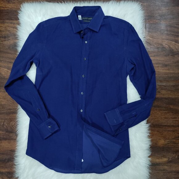 Ralph Lauren Black Label Tailored Fit Blue Corduroy Long Sleeve Shirt Men's 15 ½ - Picture 4 of 14